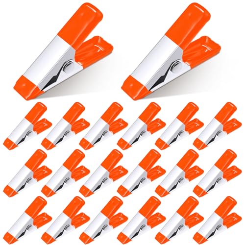 Honeydak 100 Pcs 2 Inch Mini Metal Spring Clamps Bulk 3/4 Inch Jaw Opening Rubber Tips Clips Small Spring Clips Heavy Duty Clamps for Crafts Garden Backdrop Photo Studio Wood Working DIY (Orange) - color: Orange