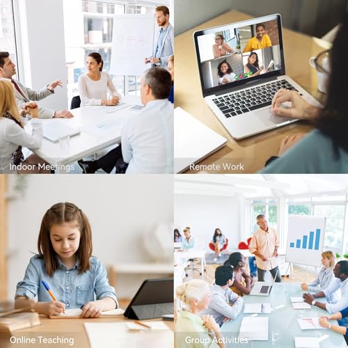 TONGVEO 4K Conference Room Camera System with Gesture Control, AI Auto-Tracking PTZ Camera 5X Digital Zoom with Speakerphone Set 120° Wide-Angle USB3.0 for Remote Meetings Zoom Teams OBS and More - color: Obsidian