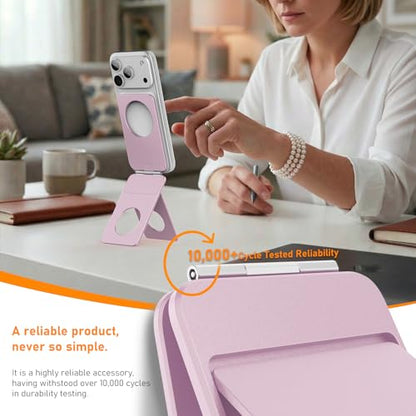 IST IDEA for Magsafe Tripod, Tripod for iPhone Lightweight Aluminum Alloy & Angle Adjustment & Strong Magnets iPhone Tripod Stand Compatible with 17/16/15/14/13/12 (Included Metal Ring) - color: Pink