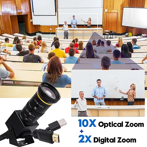 SVPRO HDMI USB Camera 4K 60fps USB3.0 Streaming Webcam with Zoom 5-50mm Telephoto Lens,10X Optical Zoom Industrial Microscope Camera H.264 Video Camera for Computer,Raspberry Pi,Monitor - color: Camera with 5-50mm Lens
