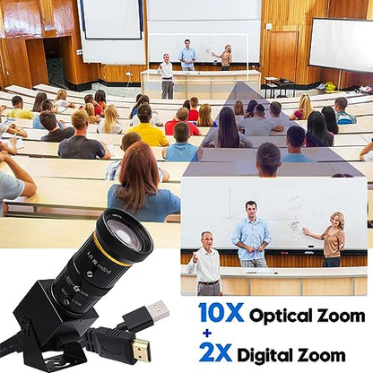 SVPRO HDMI USB Camera 4K 60fps USB3.0 Streaming Webcam with Zoom 5-50mm Telephoto Lens,10X Optical Zoom Industrial Microscope Camera H.264 Video Camera for Computer,Raspberry Pi,Monitor - color: Camera with 5-50mm Lens