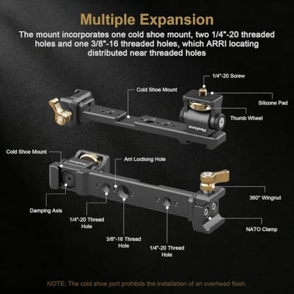 Adjustable Camera Monitor Mount with Quick Release NATO Clamp, Cold Shoe Mount, 360° Rotatable Field Gimbal Monitor Holder for DJI RS 4 Mini/RS 4 / RS 4 Pro/RS 2 / RSC 2 / RS 3 / RS 3 Pro/RS 3 Mini - color: W2203