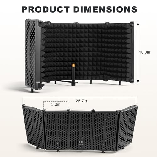 Microphone Stand With Isolation Shield,Recording Studio Equipment With Foldable Mic Shield With Sound Insulation For Recording Studio, Podcasts,Broadcasting - size: Standard Edition