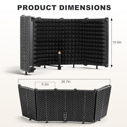 Microphone Stand With Isolation Shield,Recording Studio Equipment With Foldable Mic Shield With Sound Insulation For Recording Studio, Podcasts,Broadcasting - size: Standard Edition