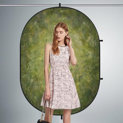 Kate Collapsible Backdrop Pop up Photo Backdrops Foldable Background Portable for Headshot,Portrait Photography,Video,5x6.5ft,Green/Brown