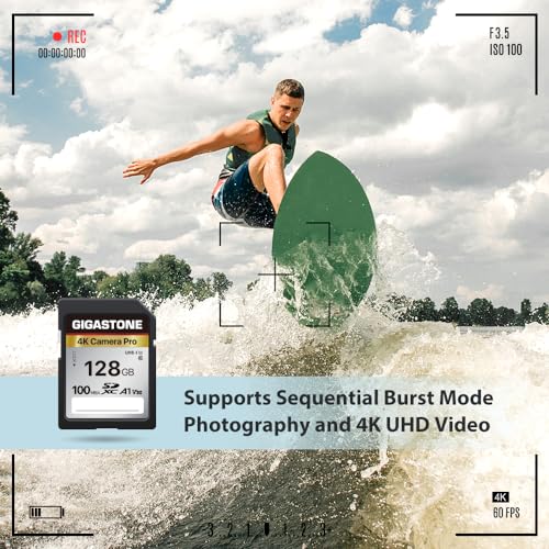 【5-Years Data Recovery】 GIGASTONE 128GB SD Card, 4K Camera Pro, UHS-I A1 V30 U3 Class 10 SDXC Memory Card 4K UHD Video Compatible with Digital Camera, Full-Sized SD Card, with 1 Mini Case - color: 128GB 4K Camera Pro SD Card 1-Pack