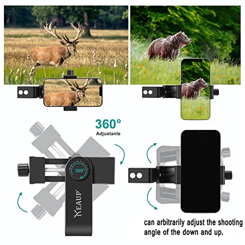 Universal Cell Phone Holder Mount 360° Smartphone Compound Bow Adapter for Smartphone Camera with 2 Installation Methods