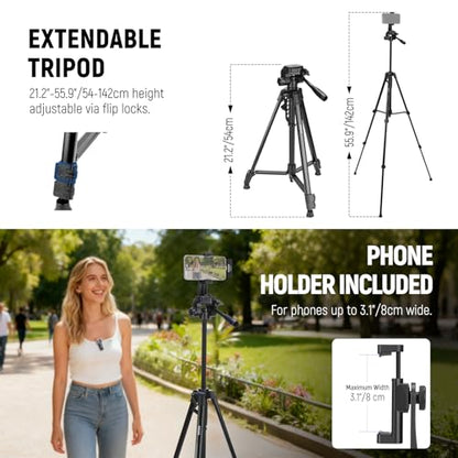 NEEWER Basics PA056 Vlogging Kit for iPhone Android Phone for YouTube TikTok Streaming Filmmaking Video Recording, Tripod + Microphone + LED Fill Light, Youtuber Starter Content Creator Essentials