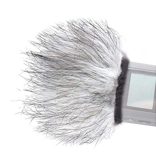 Movo WS9 Furry Outdoor Windscreen Microphone Muff for Portable Digital Recorders up to 3" X 1.5" (W x D) - Fits The Zoom H4n PRO, H5, H6, Tascam DR-05, DR-07, DR-40, and More (Light Gray)