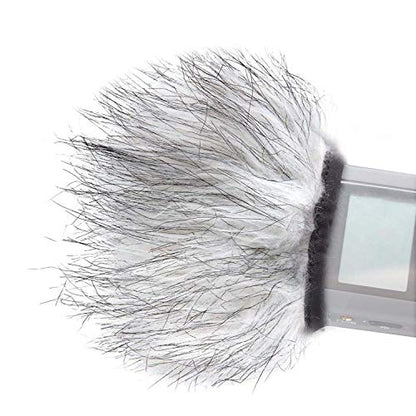 Movo WS9 Furry Outdoor Windscreen Microphone Muff for Portable Digital Recorders up to 3" X 1.5" (W x D) - Fits The Zoom H4n PRO, H5, H6, Tascam DR-05, DR-07, DR-40, and More (Light Gray)