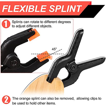 12 Pack Plastic Spring Clamps, 3.5inch Small Heavy Duty Clips for Crafts, Backdrop Stand, Woodworking, Photography Studios (Black) - size: 12 Pack,3.5inch