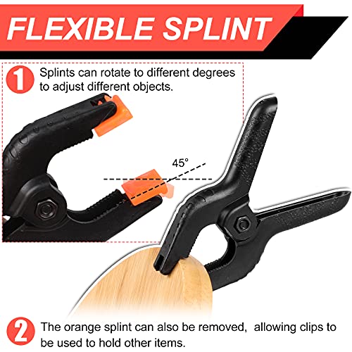 8 Pack Spring Clamps, 4.5inch Plastic Clips, Small Backdrop Clips, Clamps Heavy Duty, Spring Clips for Crafts, Backdrop Stand, Woodworking, Photography Studios (Black) - size: 8 Pack,4.5inch