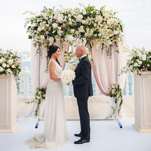 Wedding Arch Backdrop Stand,7x4 FT Metal Arch Backdrop Stand for Ceremony, Stainless Steel Square Backdrop Stand for Parties,Wedding,Birthday,Anniversary,Baby Shower,Garden Decorations - size: 7*4 ft