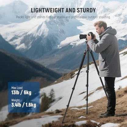 NEEWER Basics Camera Tripod Monopod, 77" Compact Lightweight Travel DSLR Video Stand, 360° Ball Head, Arca Type QR Plate, Reversible Legs & Inverted Central Axis, 13lb Max Load, TP08 - style: TP08