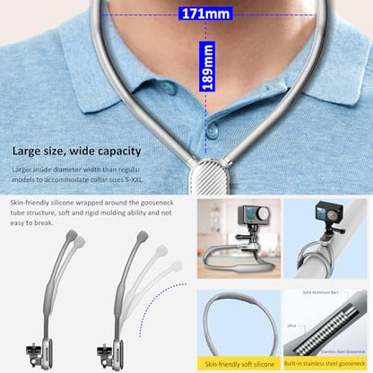 Upgraded 65cm Neck Phone Holder Recording with Anti-Shake Strap - POV/Vlog Neck Tripod Mount Hands-Free Filming, Universal for iPhone, Samsung Google Pixel, All Smartphones and Action Camera