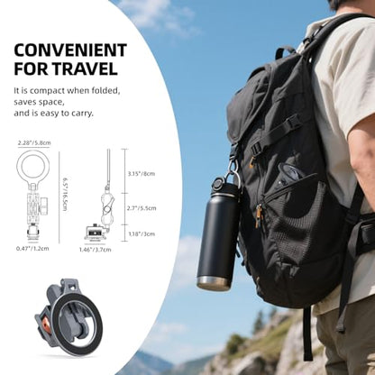 MOSENVKA 4-in-1 Magnetic Phone Mount with Arca-Swiss Base, 1/4"-20 Screw, Foldable Phone Stand with Cold Shoe for iPhone 17 16 15 Pro Max, GoPro, Vlogging