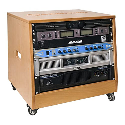 Sound Town DIY Solid Baltic Birch Plywood Slanted 8U Studio Rack, Golden Oak (SDRK-8T) - size: 8U,Golden Oak