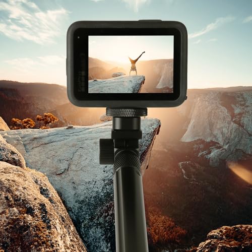 HSU Vertical Mount Adapter, Aluminum 1/4”-20 Screw Hole 180° Rotation Camera Tripod Mount for Insta360 X5/X4/X3/X2/X/RS/R/GoPro/DJI Osmo Action 5 Pro/4/3 Camera and Other Action Cameras (Black)