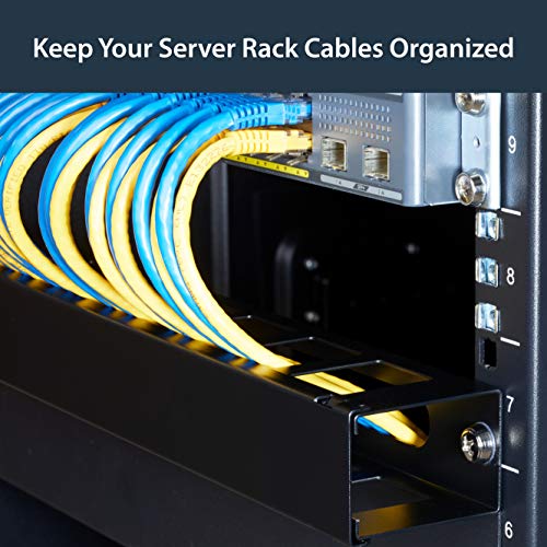 StarTech.com Horizontal 1U Server Rack Cable Management Finger Duct w/ Cover - 19" Network Rack Wire Duct Raceway Panel - Slotted Wire Duct (CMDUCT1UX) - style: 1U | Horizontal