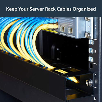 StarTech.com Horizontal 1U Server Rack Cable Management Finger Duct w/ Cover - 19" Network Rack Wire Duct Raceway Panel - Slotted Wire Duct (CMDUCT1UX) - style: 1U | Horizontal