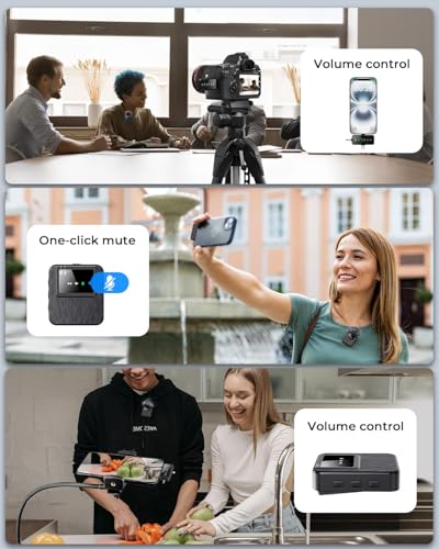 BAILIXIN Wireless Lavalier Microphone for iPhone, Android, Camera, 3-in-1 System with 328ft Range＆20H Battery, Noise Reduction Mini Mic for Vlogs, Interviews, TikTok