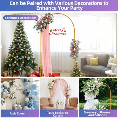 Hemmotop Arch Backdrop Stand Gold 7.2 FT | Metal, Stable with Ground Stakes, for Flowers, Balloons, Garden Decor, Ideal for Weddding, Baby Shower, Birthday Party Photo - size: 7.2ft