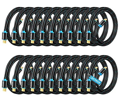 Maximm Hdmi Cable 4K 4 Ft, 20 Pack, Braided, 18Gbps, Hdmi 2.0, Gold-Plated - color: 20 Pack, size: 4 Feet