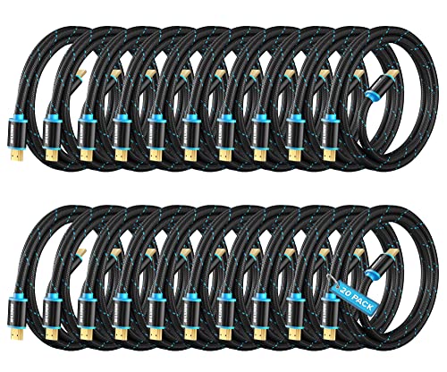 Maximm Hdmi Cable 4K 3 Ft, 20 Pack, Braided, 18Gbps, Hdmi 2.0, Gold-Plated - color: 20 Pack, size: 3 Feet
