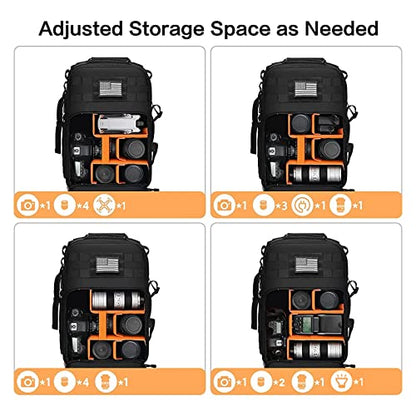 MOSISO Camera Backpack, DSLR/SLR/Mirrorless Tactical Camera Bag Case with Laptop Compartment Compatible with Canon/Nikon/Sony, Black - color: Black