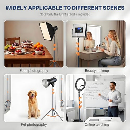 SH Light Stand Photography, 9.1ft/280cm Air Cushioned Studio Light Stand, Heavy Duty Metal Photo Video Tripod Stand with 1/4" to 3/8" Screw for Strobe, Camera, Ring Light, Softbox, Max Load 22lb/10kg - color: Orange