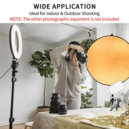 Selens 24inch Photography Reflector Stand Kit, 5-in-1 Collapsible Reflector Disc, 6.5ft Light Stand and Clamp Holder for Photo Video Studio and Outdoor Lighting - size: 24in Reflector Stand Kit