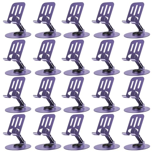 Universal Metal Cell Phone Stand, Multi-Angel Adjustable 360° Rotation Non-Slip Metal Phone Stand Suitable for Large-Scale Procurement 20 Independent Packages in Box (20PCS Purple) - color: 20PCS Purple