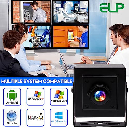 ELP Mini Aluminum Black Case USB Security Camera with 170degree Wide Angle Fisheye Lens USB2.0 Lightburn Camera for Home Security and Machine Vision System,9.9ft/3m Cable for PC, Laptop, Jetson Nano - color: 170 Degree Lens Mini, style: USB Camera