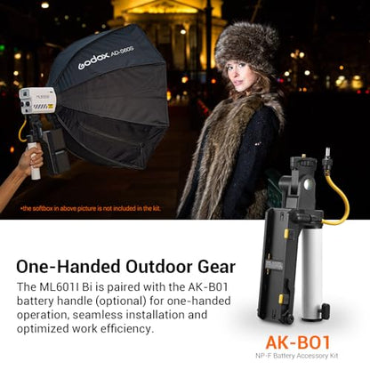 Godox ML60IIBi 70W Bi-Color COB LED Video Light,2800K-6500K CRI 96+/TLCI 97+,Built-in 11 Lighting Effects,App Control Photography Lighting - color: ML60IIbi