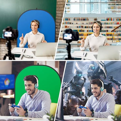 3x5ft/100x150cm Green Screen Backdrop for Photography, Double Sided Green Screen and Blue Screen, 2 in 1 Collapsible and Reversible Background for Photography, YouTube Videos,and Live Streaming - color: Blue Green