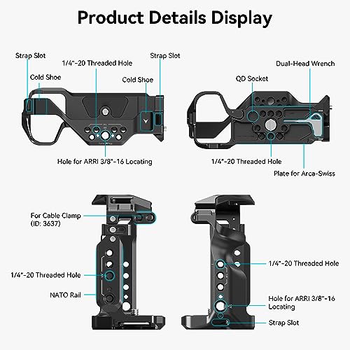 SmallRig A7RIII / A7III / A7M3 Camera Cage for Sony A7RIII / A7III / A7M3 Camera (ILCE-7RM3 / A7R Mark III), w/Shoe Mount, Built-in NATO Rail, Accessible for Sony XLR-K2M/K1M, Black – 2087