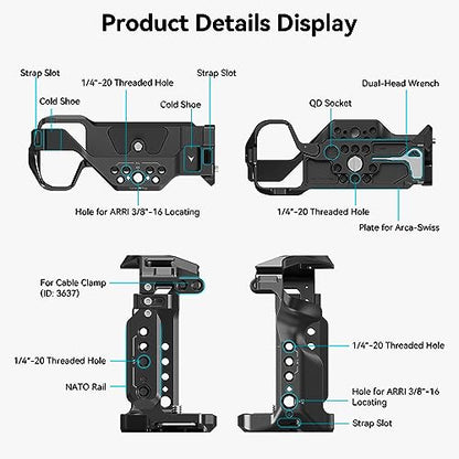 SmallRig A7RIII / A7III / A7M3 Camera Cage for Sony A7RIII / A7III / A7M3 Camera (ILCE-7RM3 / A7R Mark III), w/Shoe Mount, Built-in NATO Rail, Accessible for Sony XLR-K2M/K1M, Black – 2087