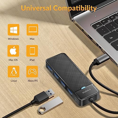 iDsonix USB 3.0 Hub USB C Splitter 5Gbps Data Transfer Ultra-Slim Extender for Desktop, Laptop, Xbox, Flash Drive, HDD, Console, Printer, PC, Keyboards, Mouse [Charging Not Supported] (0.5ft Cable) - size: USB-C 0.5ft