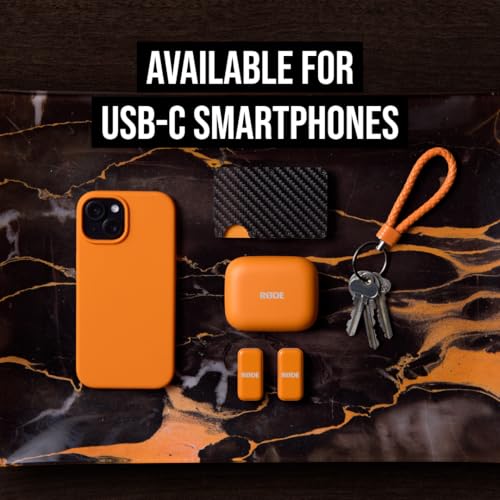 RØDE Wireless Micro - Compact Wireless Microphone, Two Mics with Charge Case for Smartphone Content Creation - USB-C, Orange - color: USB-C Orange