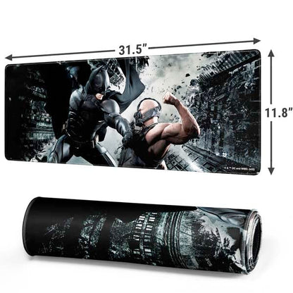 Skinit Large Gaming Mouse Pad - Officially Licensed Batman and Bane Fighting Design with Stitched Edges, Waterproof, Non-Slip Rubber Base, Desk Mat for Keyboard & Mouse, 31.5" x 11.8" inches - color: Black - DRKNTR01, size: 31.5" x 11.8"