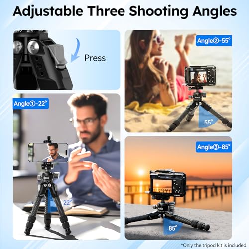 SIRUI AM-223S+G0 Carbon Fiber Desktop Tripod – Ultra-Light 1.7lbs, Max Height 16.7", 360° Panoramic Ball Head, Heavy-Duty Support to 33.07lb for DSLR & Mirrorless Cameras - style: Ball Head Tripod