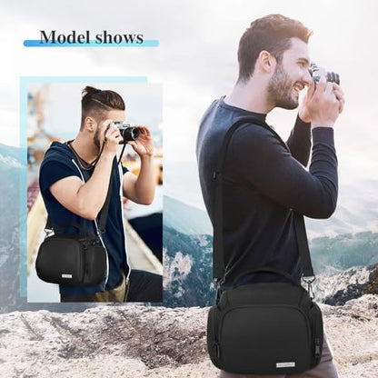 G-raphy Camera Bag Case Small Camera Sling Bags Camera Photography Accessories for DSLR SLR Mirrorless with Removal Straps Black - color: Black