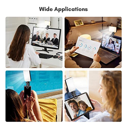 Andoer Pocket Clip-on LED Video Light Computer Tablet Mobile Phone Video Conference Light 2500K-9000K Dimmable Built-in Battery for Online Meeting Live Streaming Selfie, Black - color: Black