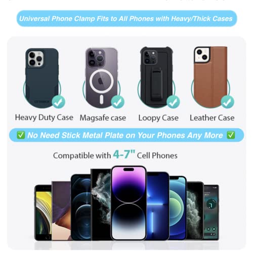 Gym Magnetic Phone Holder Mount Attach to Metal Surface, [Big Phones & Thick Cases Friendly] Magnetic Phone Holder for Gym Workout Record Compatible with All Smartphones