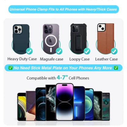 Gym Magnetic Phone Holder Mount Attach to Metal Surface, [Big Phones & Thick Cases Friendly] Magnetic Phone Holder for Gym Workout Record Compatible with All Smartphones