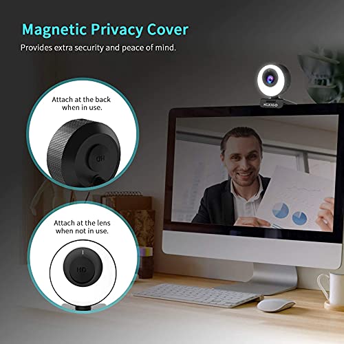 NexiGo N620E Webcam with Light, 1080P 60FPS AutoFocus, ePTZ 2X Digital Zoom, Plug and Play, [Software Included], FHD Streaming Web Camera, Dual Stereo Mics, for Zoom Skype Teams, PC Mac Laptop Desktop - style: Webcam with Light