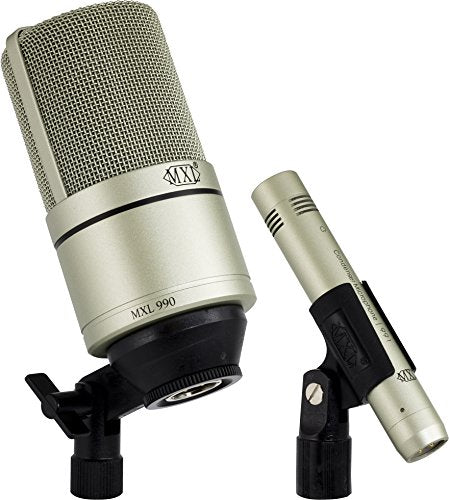 MXL 990/991 Large and Small Diaphragm Condenser Microphone Bundle Project/Home Studio Recording | XLR | Cardiod (Champagne) - style: 990/991
