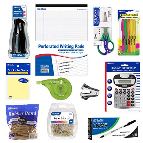 Home or Office Desk Supplies Starter Kit | Teacher's Desk Starter Kit | Remote Learning Kit | 11 - Piece Bundle