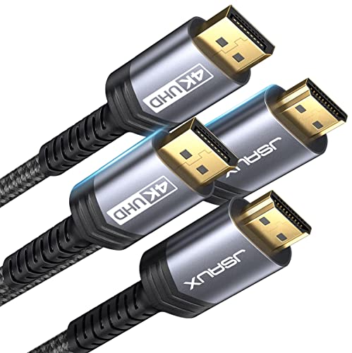 4K DisplayPort to HDMI Cable Adapter 2Pack 6.6FT, JSAUX DP to HDMI Male UHD 4K@30Hz/2K@60/1080P@120 Nylon Braided Uni-Directional HDTV Cord for Dell, Monitor, Projector, Desktop, AMD, NVIDIA,Lenovo,HP - color: Grey, size: 6.6FT (Pack of 2), style: 4K@30Hz