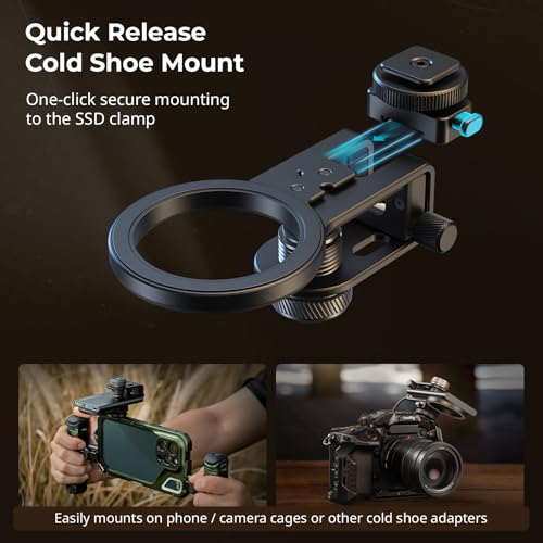 SmallRig SSD Holder 2-in-1 SSD Mount Bracket for MagSafe with Cold Shoe Cable Clamp, Compatible with 0.3-0.6in Thick SSDs for Samsung T5 T7 SSD, for SanDisk SSD, Compatible with SmallRig Cage - 4779
